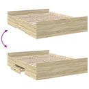 sengeramme med skuffer 150x200 cm konstrueret træ sonoma-eg