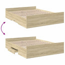 sengeramme med skuffer 150x200 cm konstrueret træ sonoma-eg