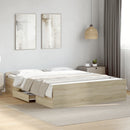 sengeramme med skuffer 150x200 cm konstrueret træ sonoma-eg