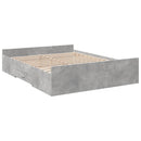 sengeramme med skuffer 150x200 cm konstrueret træ betongrå