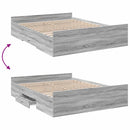 sengeramme med skuffer 150x200 cm konstrueret træ grå sonoma-eg
