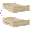 sengeramme med skuffer 120x200 cm konstrueret træ sonoma-eg