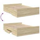sengeramme med skuffer 140x190 cm konstrueret træ sonoma-eg