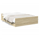 sengeramme med skuffer 135x190 cm konstrueret træ sonoma-eg