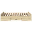 sengeramme med skuffer 135x190 cm konstrueret træ sonoma-eg