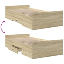 sengeramme med skuffer 90x200 cm konstrueret træ sonoma-eg