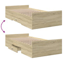 sengeramme med skuffer 75x190 cm konstrueret træ sonoma-eg
