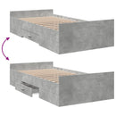 sengeramme med skuffer 75x190 cm konstrueret træ betongrå
