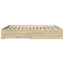 sengeramme med skuffer 200x200 cm konstrueret træ sonoma-eg