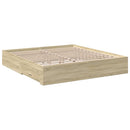 sengeramme med skuffer 200x200 cm konstrueret træ sonoma-eg