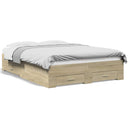 sengeramme med skuffer 135x190 cm konstrueret træ sonoma-eg