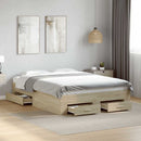 sengeramme med skuffer 135x190 cm konstrueret træ sonoma-eg