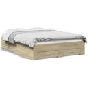 sengeramme med skuffer 120x190 cm konstrueret træ sonoma-eg