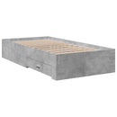 sengeramme med skuffer 100x200 cm konstrueret træ betongrå