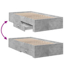 sengeramme med skuffer 100x200 cm konstrueret træ betongrå