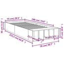 sengeramme 75x190 cm konstrueret træ hvid