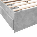 sengeramme med skuffer 200x200 cm konstrueret træ betongrå
