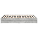 sengeramme med skuffer 150x200 cm konstrueret træ betongrå