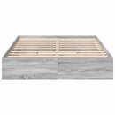 sengeramme med skuffer 150x200 cm konstrueret træ grå sonoma-eg