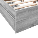 sengeramme med skuffer 150x200 cm konstrueret træ grå sonoma-eg
