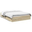 sengeramme med skuffer 140x190 cm konstrueret træ sonoma-eg