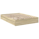 sengeramme med skuffer 140x190 cm konstrueret træ sonoma-eg