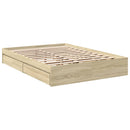 sengeramme med skuffer 135x190 cm konstrueret træ sonoma-eg