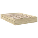 sengeramme med skuffer 135x190 cm konstrueret træ sonoma-eg