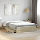 sengeramme med skuffer 120x190 cm konstrueret træ sonoma-eg