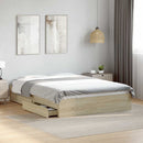 sengeramme med skuffer 120x190 cm konstrueret træ sonoma-eg