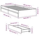 sengeramme med skuffer 75x190 cm konstrueret træ sonoma-eg