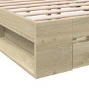 sengeramme med skuffer 200x200 cm konstrueret træ sonoma-eg