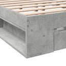 sengeramme med skuffer 200x200 cm konstrueret træ betongrå