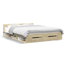 sengeramme med skuffer 150x200 cm konstrueret træ sonoma-eg