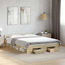 sengeramme med skuffer 150x200 cm konstrueret træ sonoma-eg