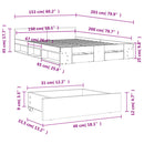 sengeramme med skuffer 150x200 cm konstrueret træ betongrå