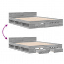 sengeramme med skuffer 150x200 cm konstrueret træ grå sonoma-eg