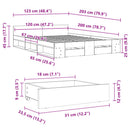 sengeramme med skuffer 120x200 cm konstrueret træ grå sonoma-eg