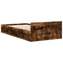 sengeramme med skuffe 90x190 cm konstrueret træ røget eg