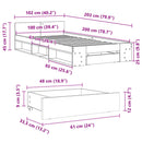 sengeramme med skuffe 100x200 cm konstrueret træ hvid