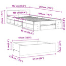 sengeramme med skuffe 100x200 cm konstrueret træ røget eg
