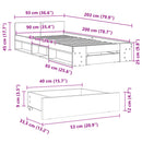 sengeramme med skuffe 90x200 cm konstrueret træ røget eg