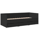 daybed med skuffer uden madras 75x190 cm sort