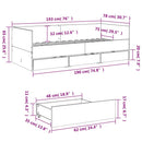 daybed med skuffer uden madras 75x190 cm betongrå
