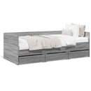 daybed med skuffer uden madras 75x190 cm grå sonoma-eg
