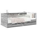 daybed med skuffer uden madras 100x200 cm grå sonoma-eg