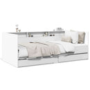 daybed med skuffer uden madras 75x190 cm hvid