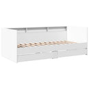 daybed med skuffer uden madras 75x190 cm hvid