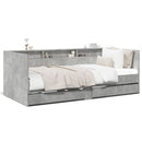daybed med skuffer uden madras 75x190 cm betongrå
