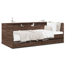 daybed med skuffer uden madras 75x190 cm brunt eg